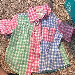 Ralph Lauren Pink and Green Gingham Button Down Shirt worn once